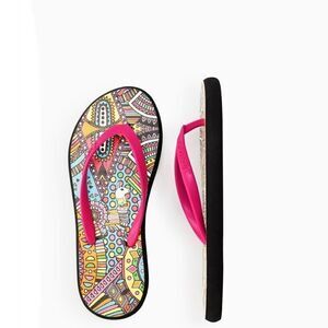 Sakroots Rainbow Wanderlust Encore Flip Flops Sandals